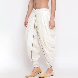 Men White Solid Dhoti