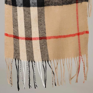 Men Beige & Black Checked Wool Muffler