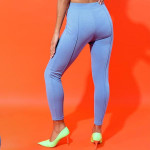 Women Blue Solid Slim-Fit Ankle-Length Legging